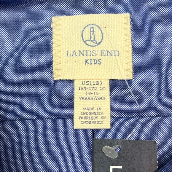 Lands’ End Kids Blue Button Down Short Sleeve Shirt Size US (18) - Picture 5 of 7
